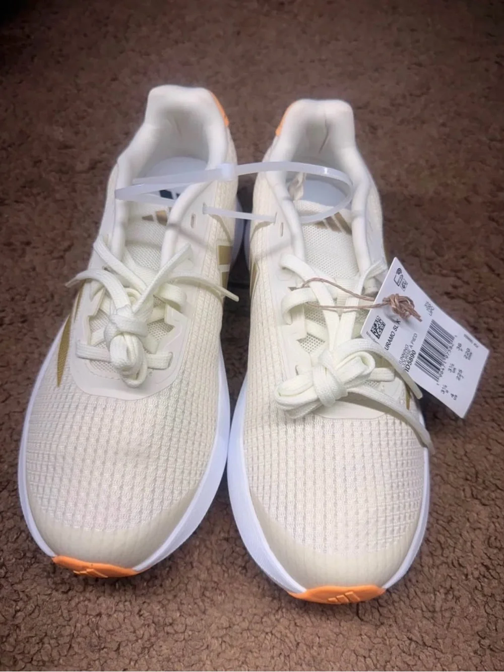adidas Women's Cream Running Sneakers with Yellow & Pink Accents